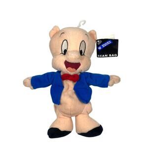 VTG Porky Pig WB Warner Bros Studio Store Bean Bag Plush Hang Tag 90s Cartoon